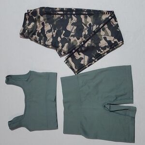 UF Sport Workout Set: Matching Gym Top, Short and legging